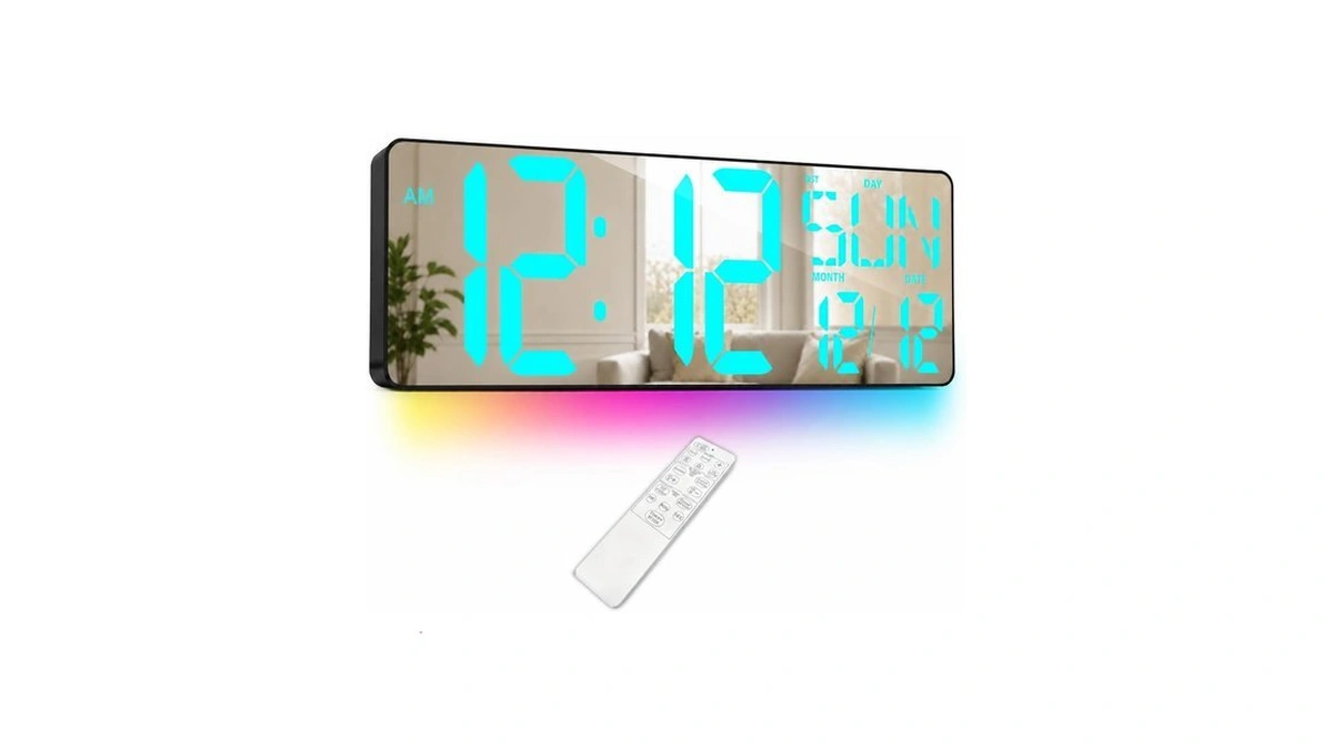 Txl 17.2-inch Large Mirror Digital Wall Clock With Remote Control,