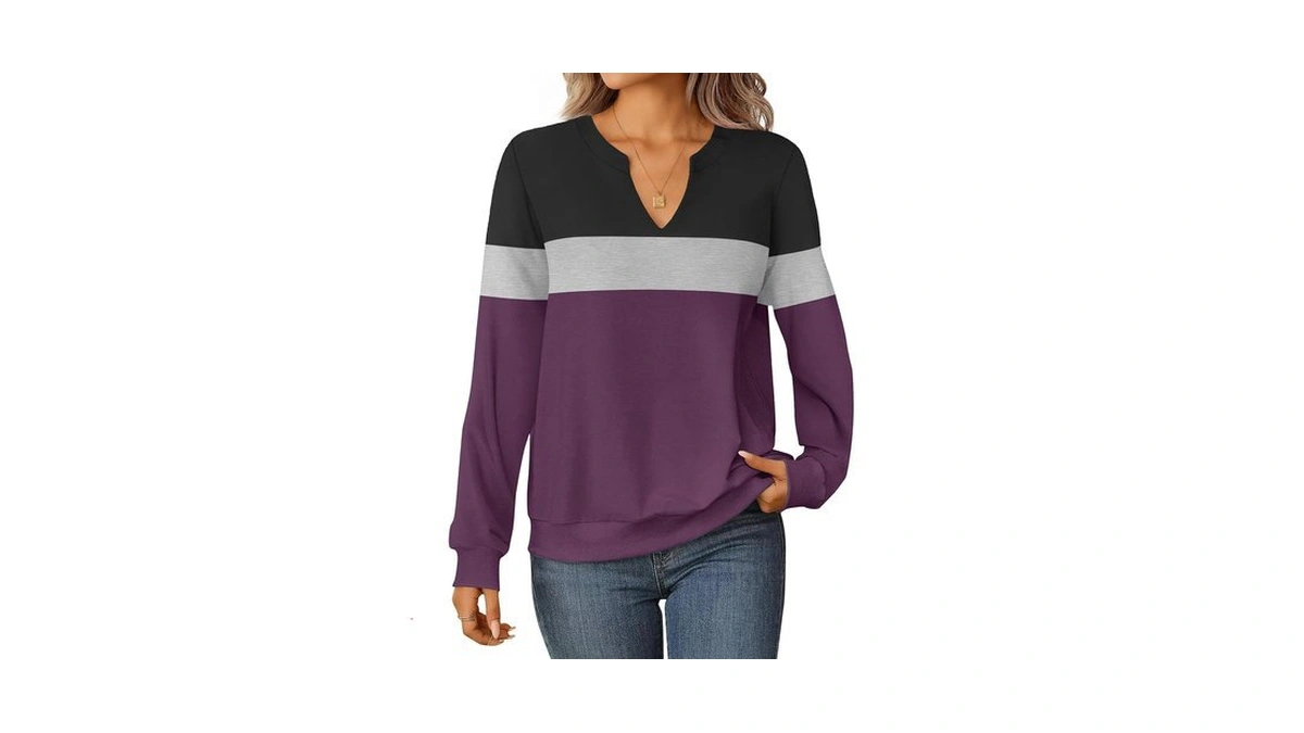 Gkbk Womens Sweatshirts Long Sleeve Fall Tops Lightweight Color Block