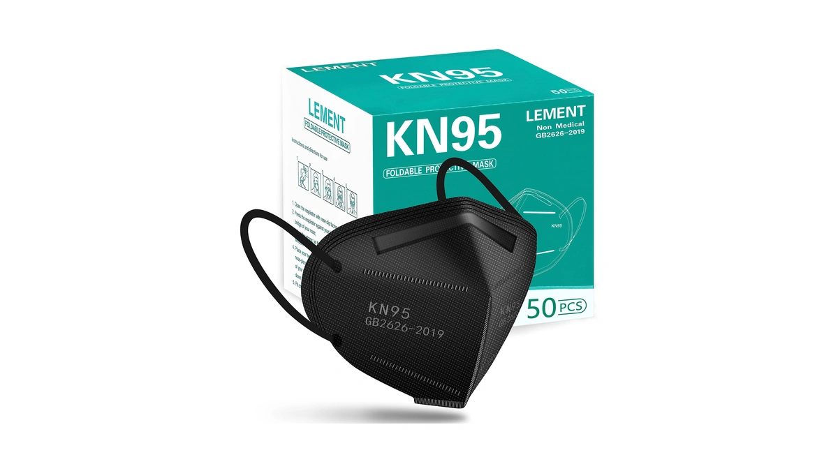 Lement 50pcs Kn95 Face Mask Black 5-layer Filter≥95% Cup Dust
