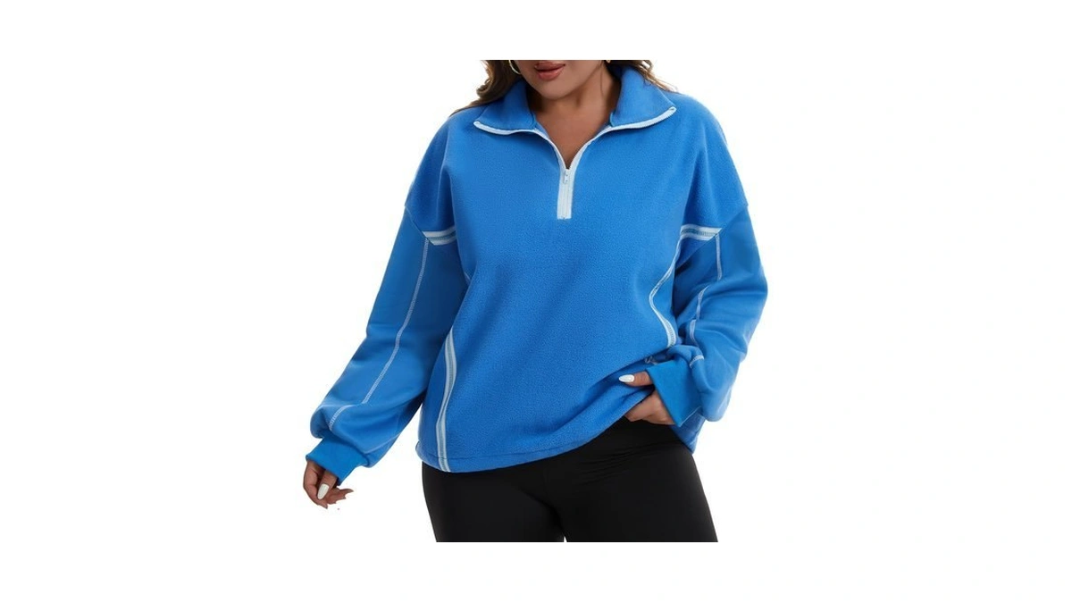 Charming Ashley Women's Plus Size Half Zip Pullover Fleece Jacket