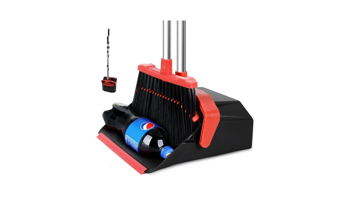 Broom And Dustpan Set For Home, 51" Long Handle Standing