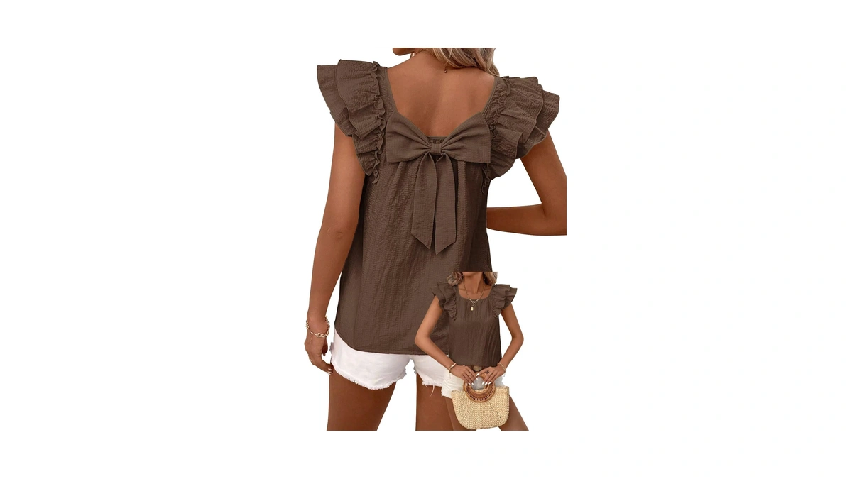 Falechay Summer Tops Sexy Bow Tie Round Neck Fashion Clothing