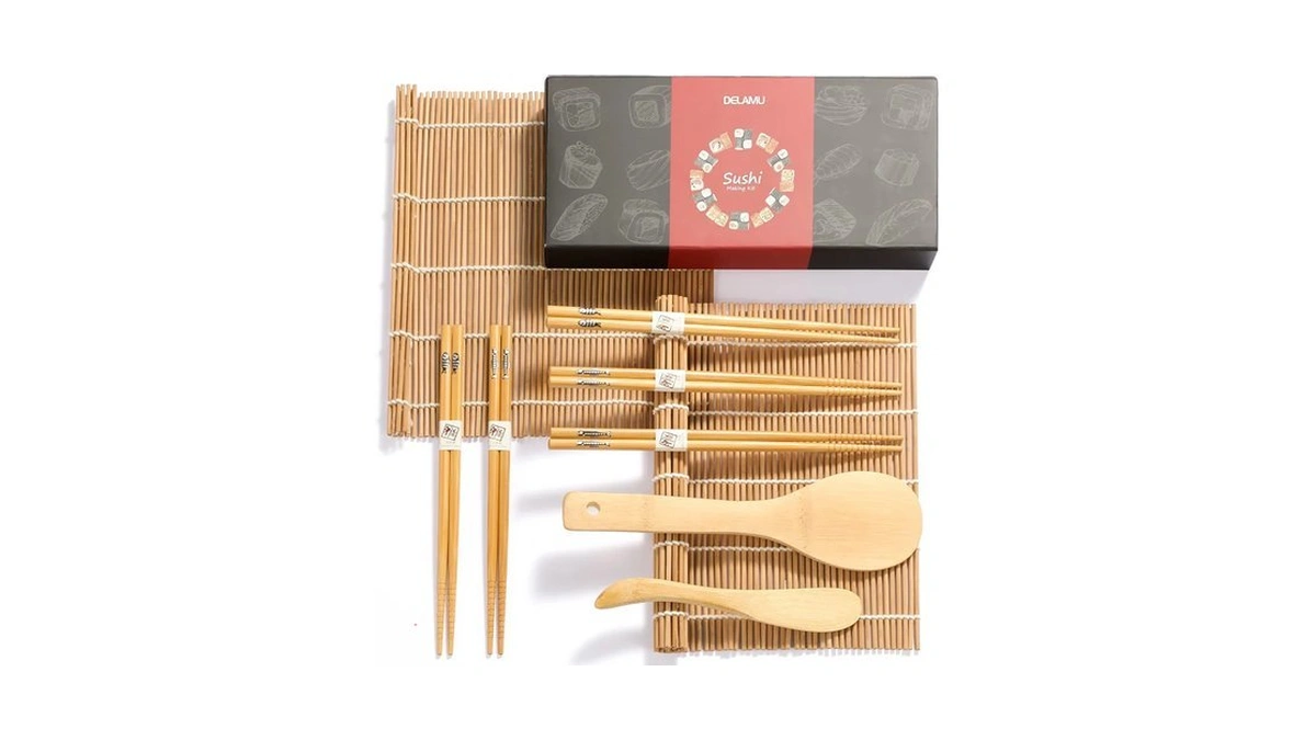 Delamu Bamboo Sushi Making Kit 9 In 1 For Sushi