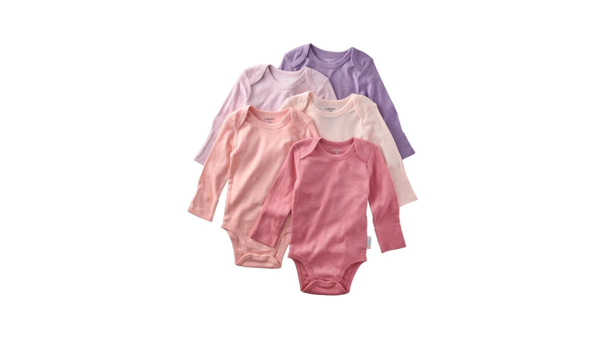 Butterblu Blake 5-pack Long Sleeve Bodysuits 100% Organic Cotton, Unisex