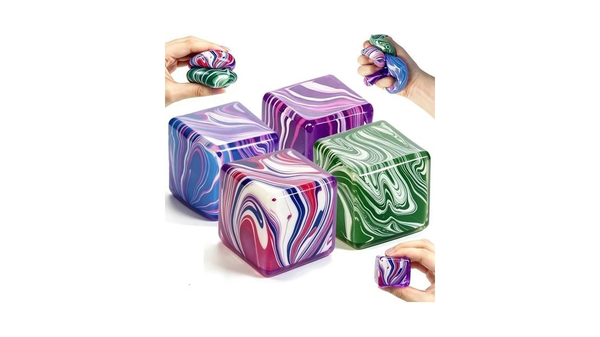 4 Pack Cubes Slow Rising Squishy Stress Cube, Sensory Squeeze