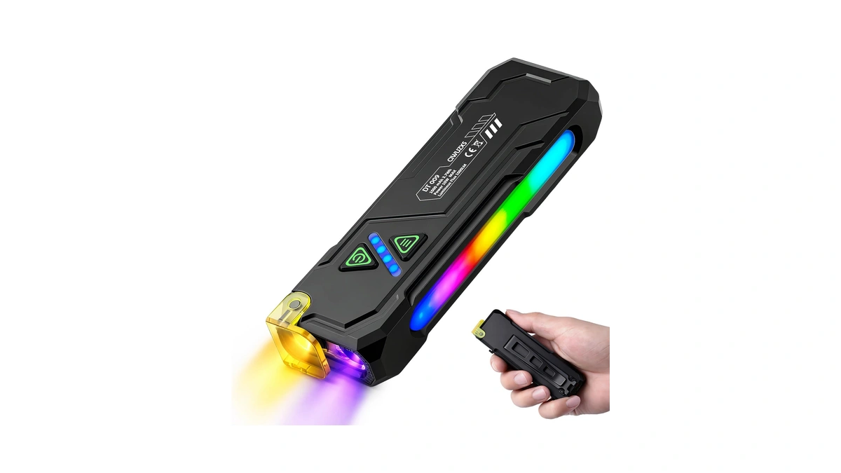 Ciwuzxs Edc Rechargeable Flat Flashlight 1000 Lumens White Led/uv/rgb Ambient