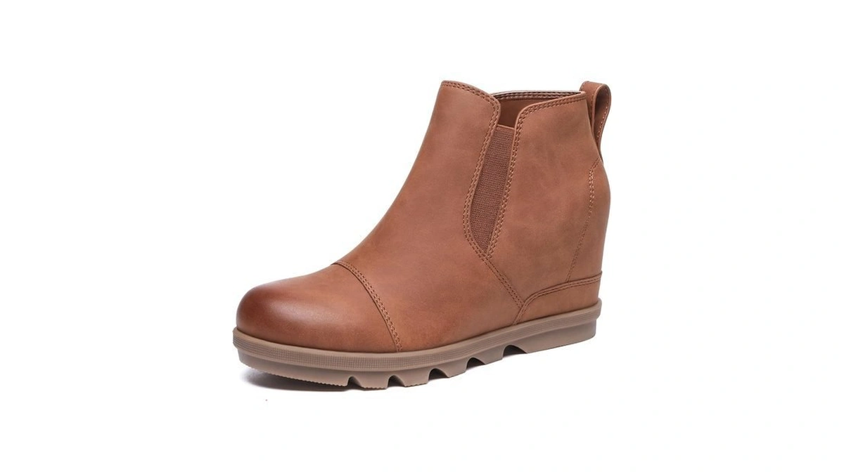 Women's Wedge Ankle Boots Comfortable Slip On Wedge Booties Brown