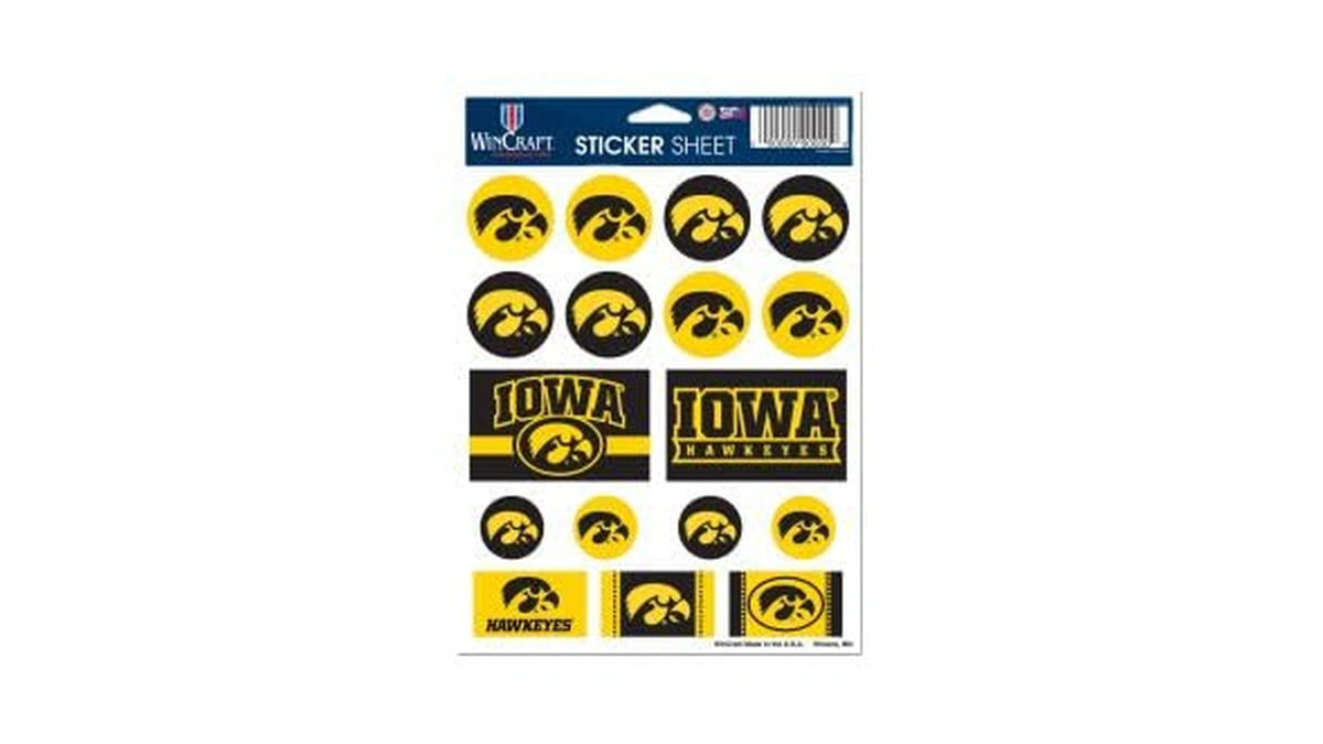 Ncaa University Of Iowa Vinyl Sticker Sheet, 5" X 7"