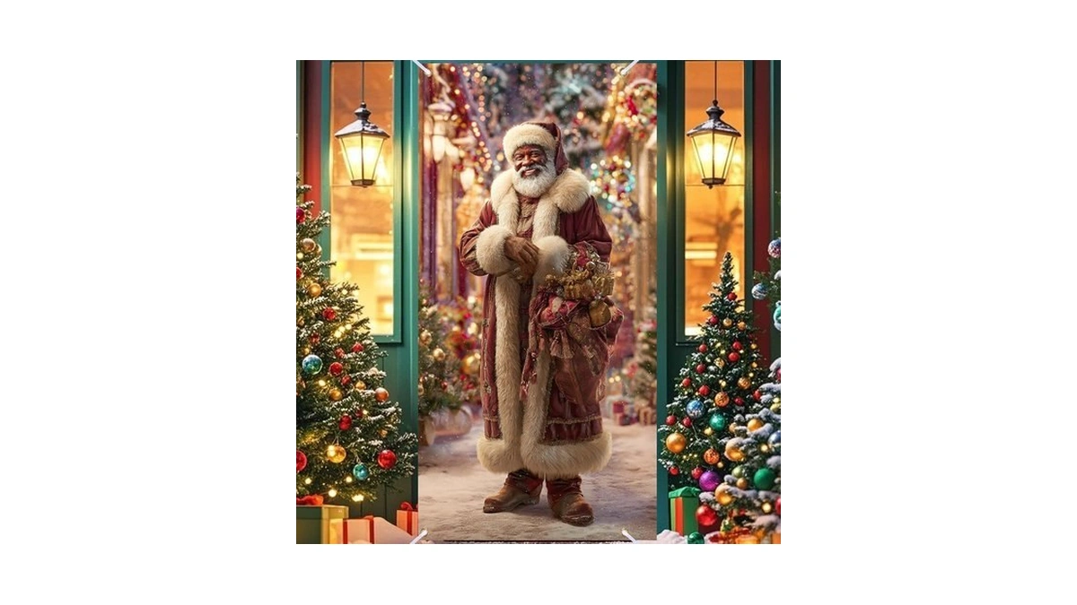 Nuxovilar Santa Claus Holiday Door Cover Banner 35x71 Inches Polyester