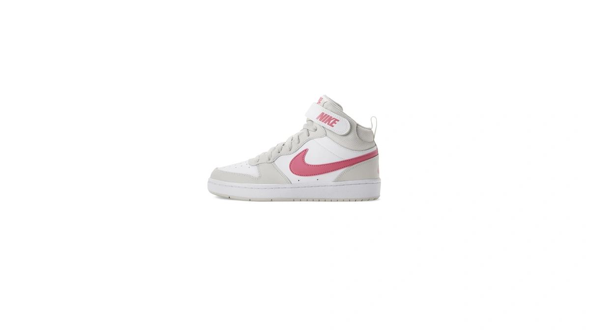Nike Big Kids' Court Borough Mid 2 Shoes, White/peony-vast Grey-white,