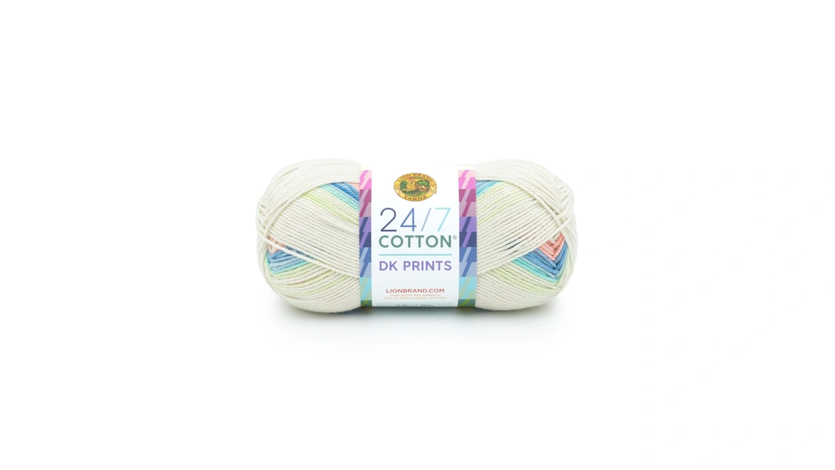 Lion Brand Yarn, 24/7 Cotton Dk Yarn, Cool Breeze, Multicolor,