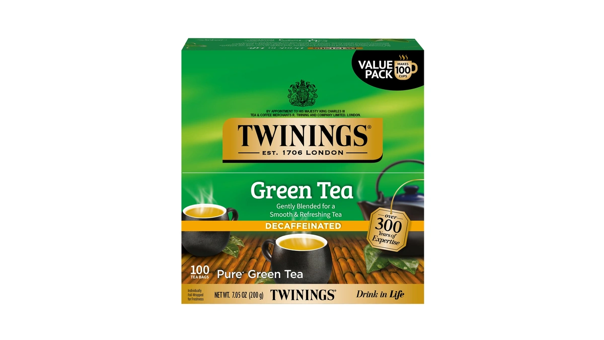 Twinings Decaffeinated Green Tea Individually Wrapped Bags, 100 Count (pack