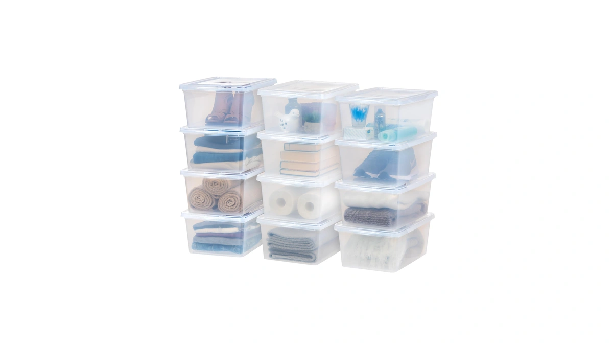 Iris Usa 12-pack 19 Qt Storage Bins With Lids, Clear,