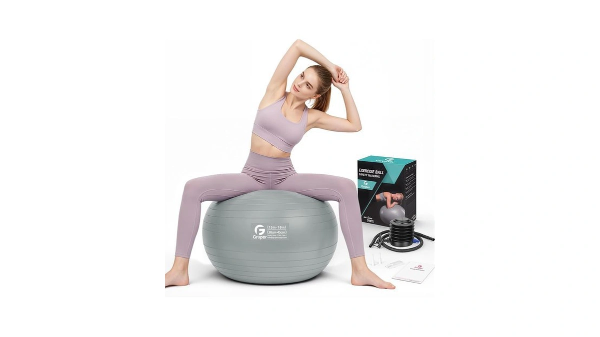 Gruper Exercise Ball, 45cm-75cm Extra Thick Yoga Ball For Working