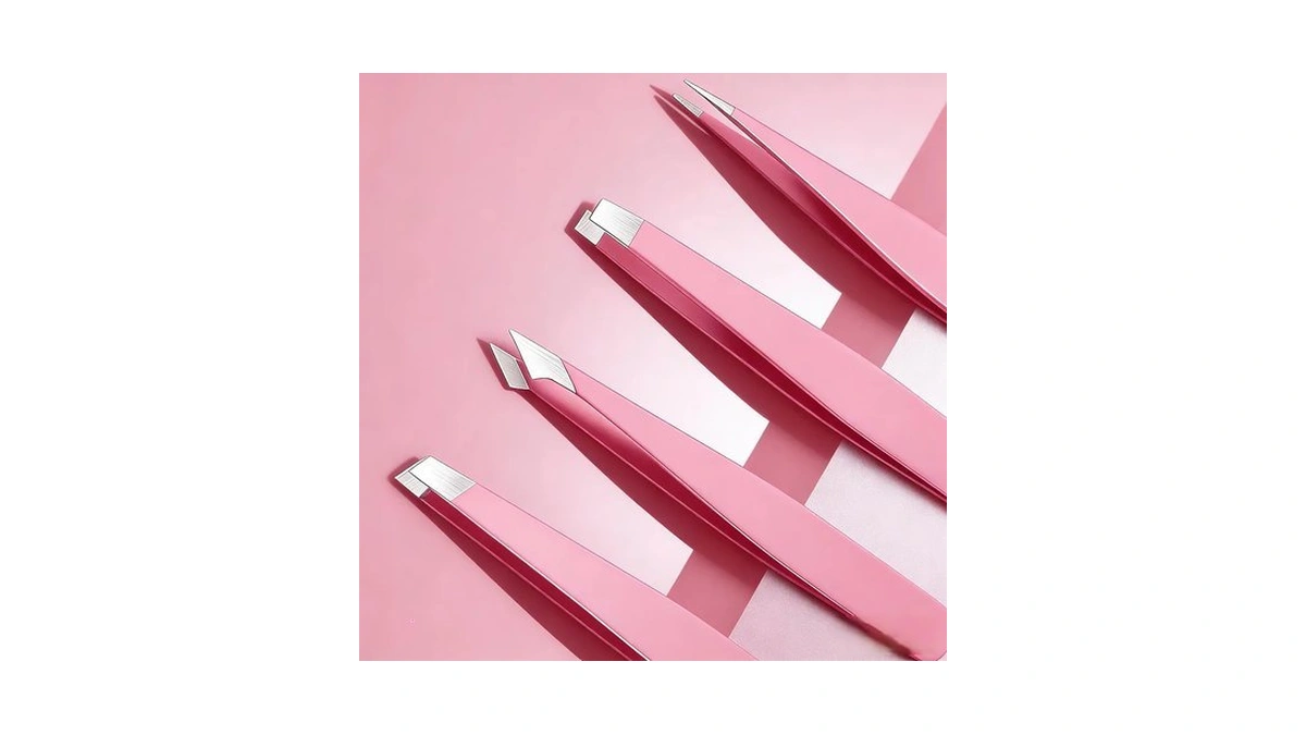 Tweezers For Women Facial Hair, Stainless Steel Pink Tweezers Set