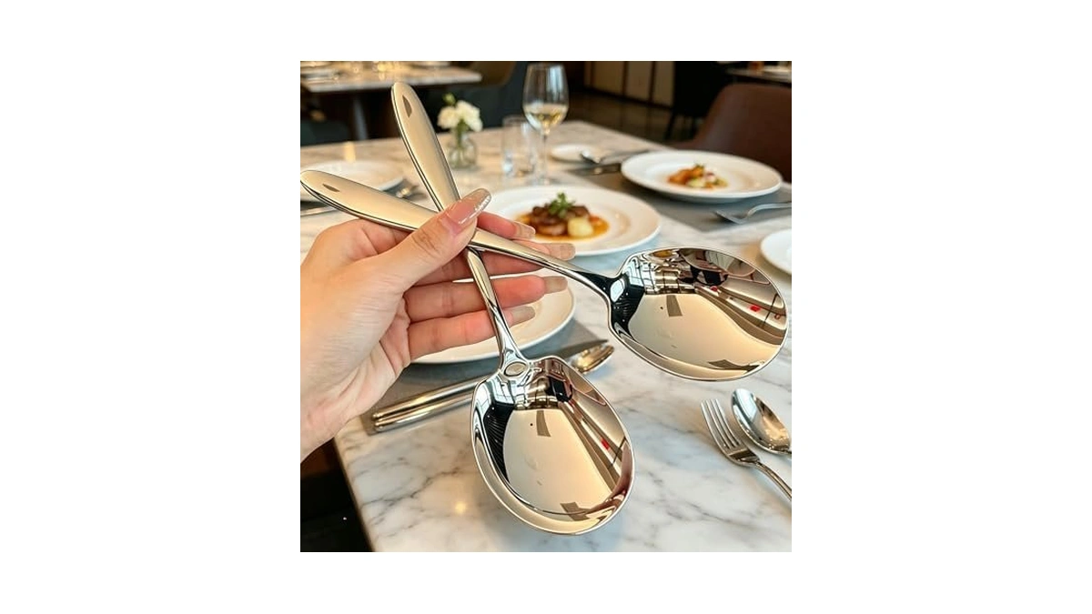 2pcs Plus Size Stainless Steel Long Handle Serving Spoon –