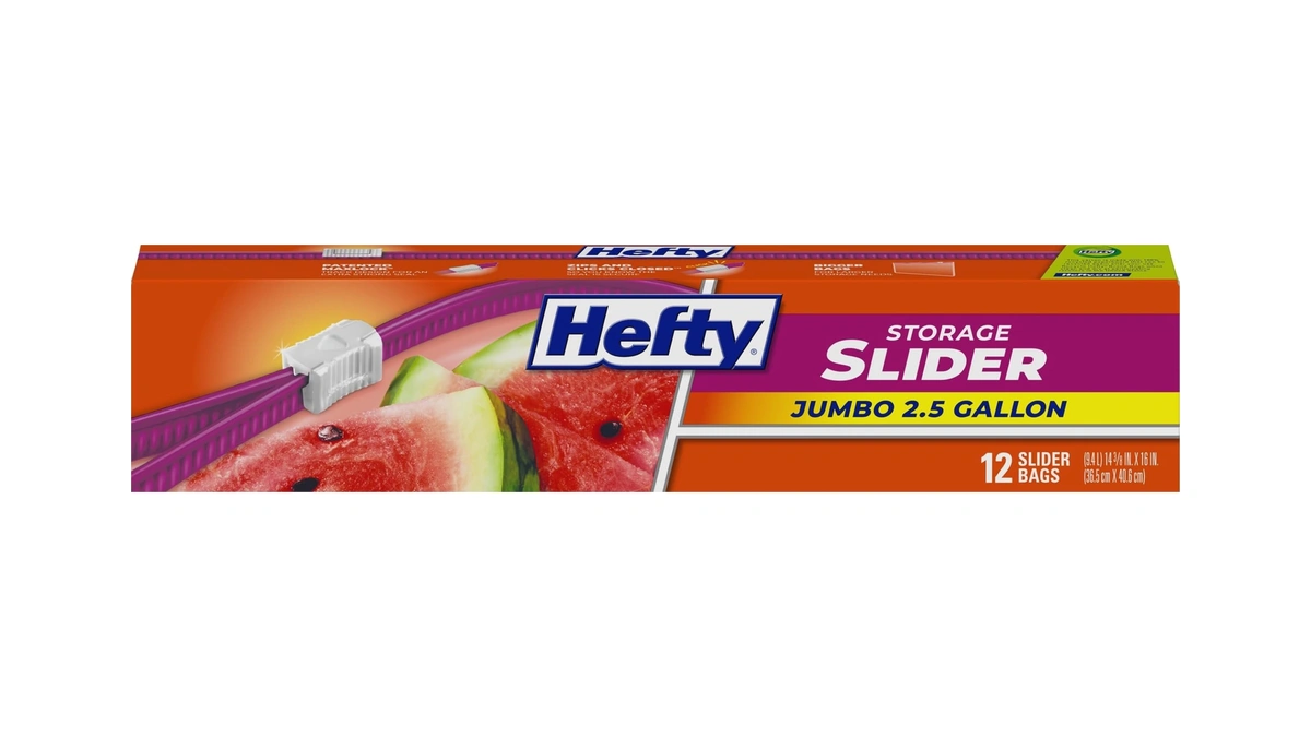Hefty Slider Jumbo Storage Bags, Extra Large 2.5 Gallon Size,