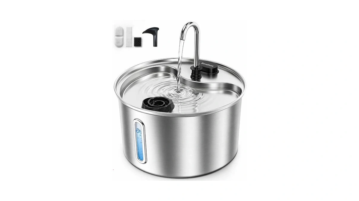 Sovelivee Stainless Steel Cat Water Fountain, 118oz/3.5l Pet Drinking Fountain