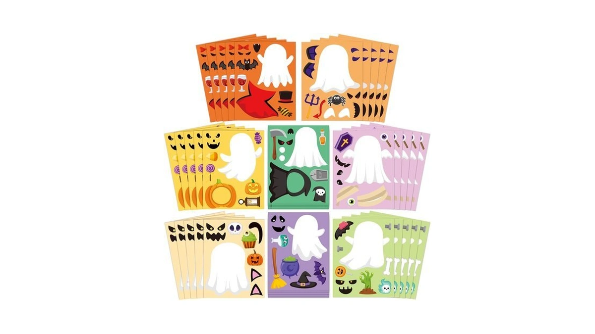 Cy2side Halloween Ghost Face Stickers - 40pcs Make Your Own