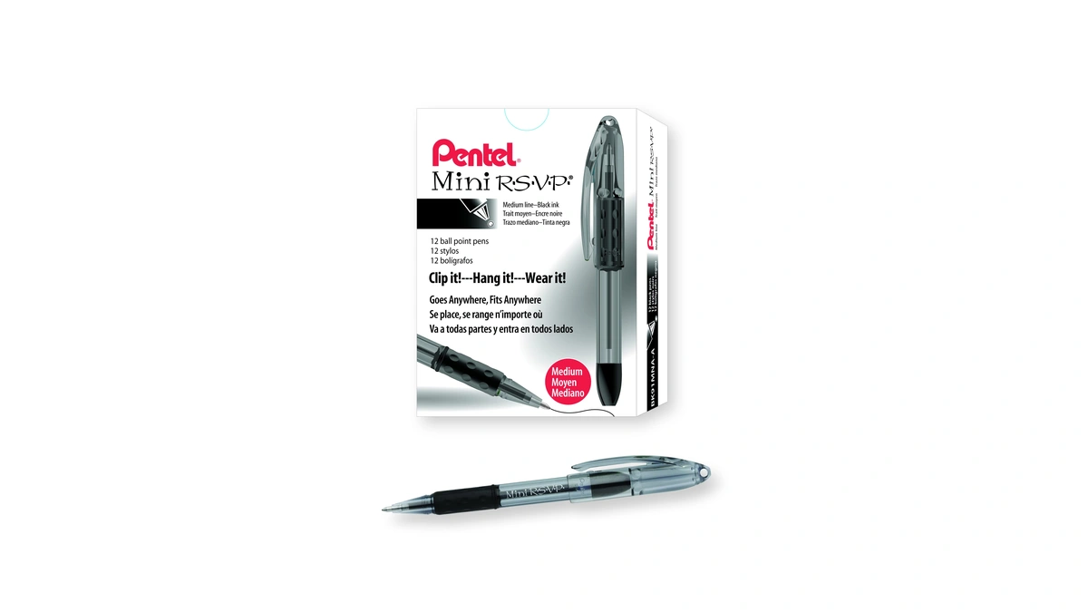 Pentel Rsvp Mini Ballpoint Pen, (1.0mm) Medium Line, Black Ink,