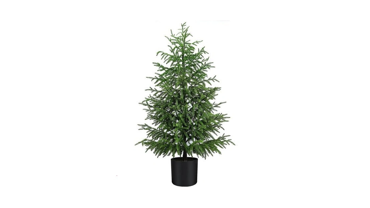 4ft Norfolk Pine Christmas Tree, Unlit Artificial Tree In Pot,