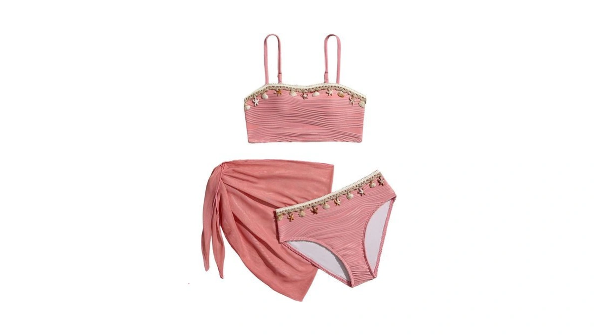 Shenhe Girl's Swimsuits 3 Piece Seashell Bathing Suit With Cover