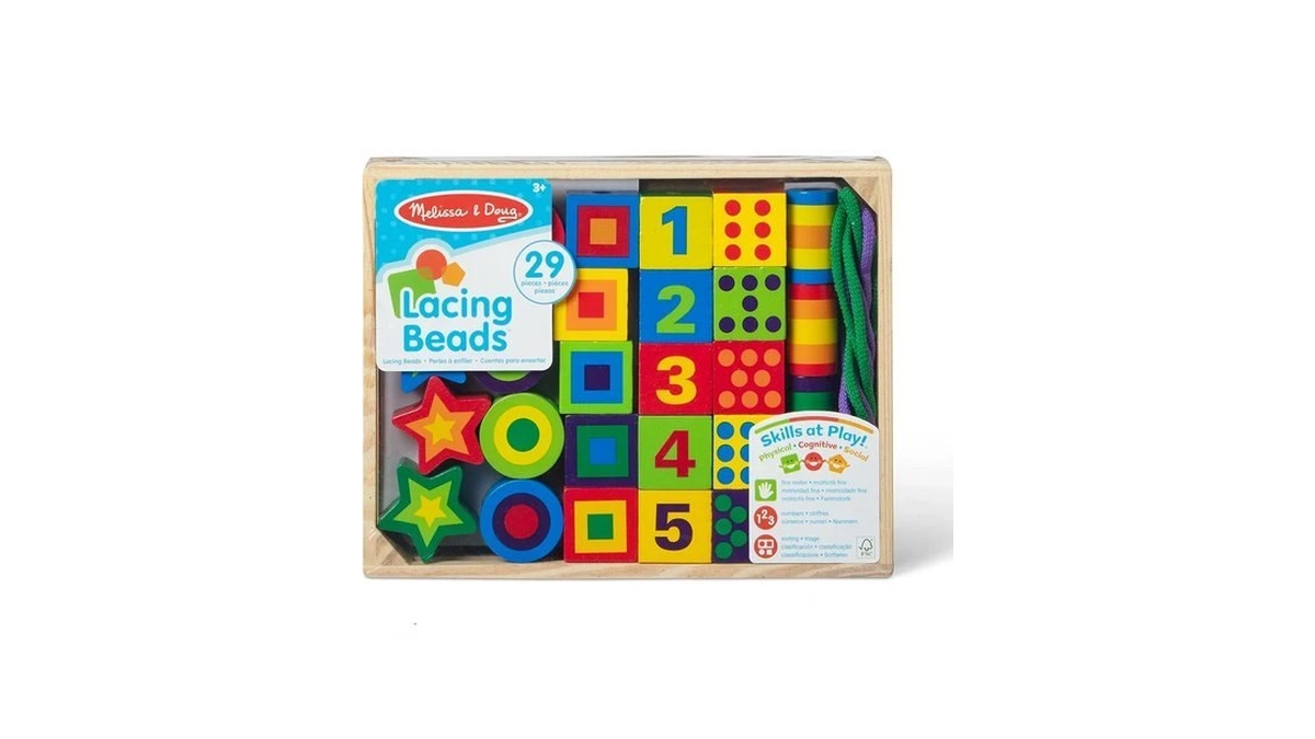 Melissa & Doug Deluxe Wooden Lacing Beads - Educational Activity