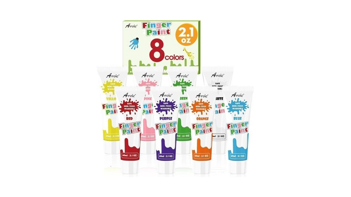Aroic Non-toxic Finger Paint Set - Vibrant Washable 8 Colors