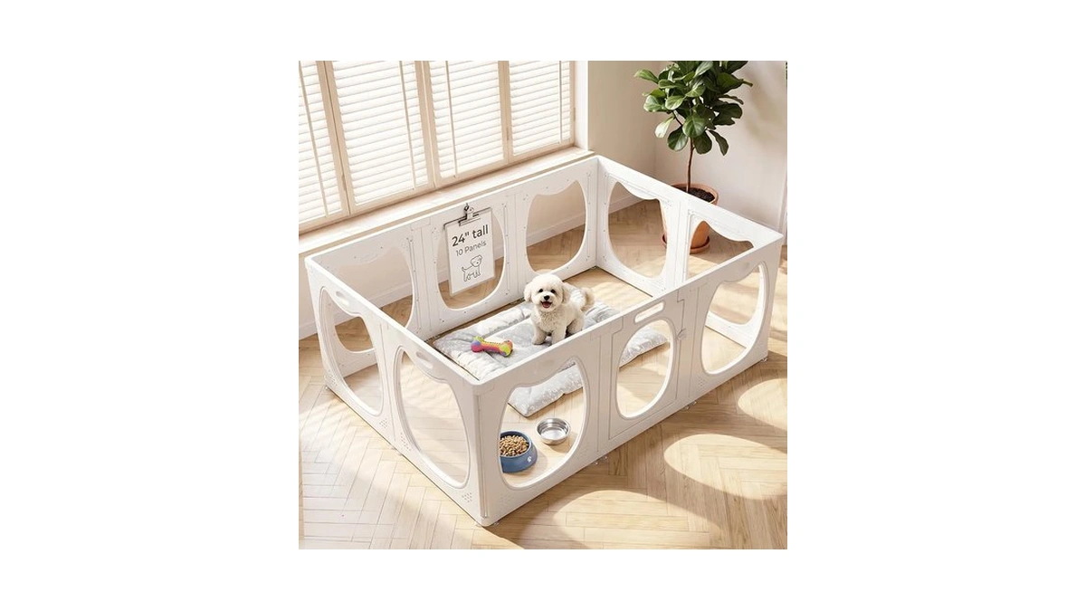 Puppy Playpen For Indoors, Clear Acrylic Dog Playpen With Door,