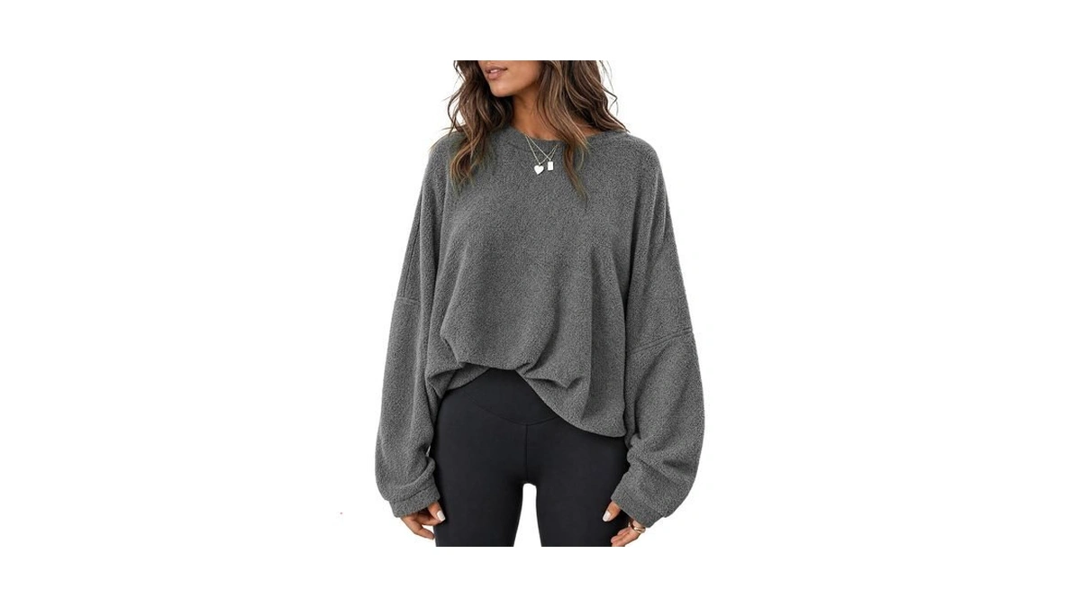 Fisoew Womens Oversized Fleece Sweatshirt Fuzzy Fall Pullover Tops Sweater