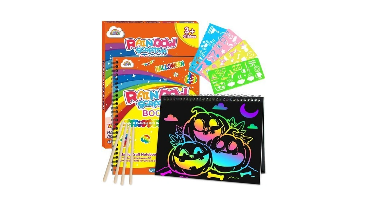 Zmlm Scratch Paper Art-crafts Gift: 2 Pack Rainbow Notebooks Supplies