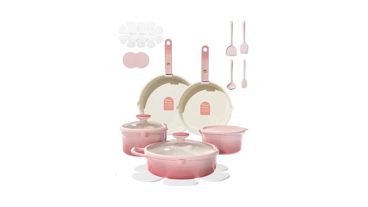 Carote 20pcs Titanium Cookware Set, Pots And Pans Set Detachable