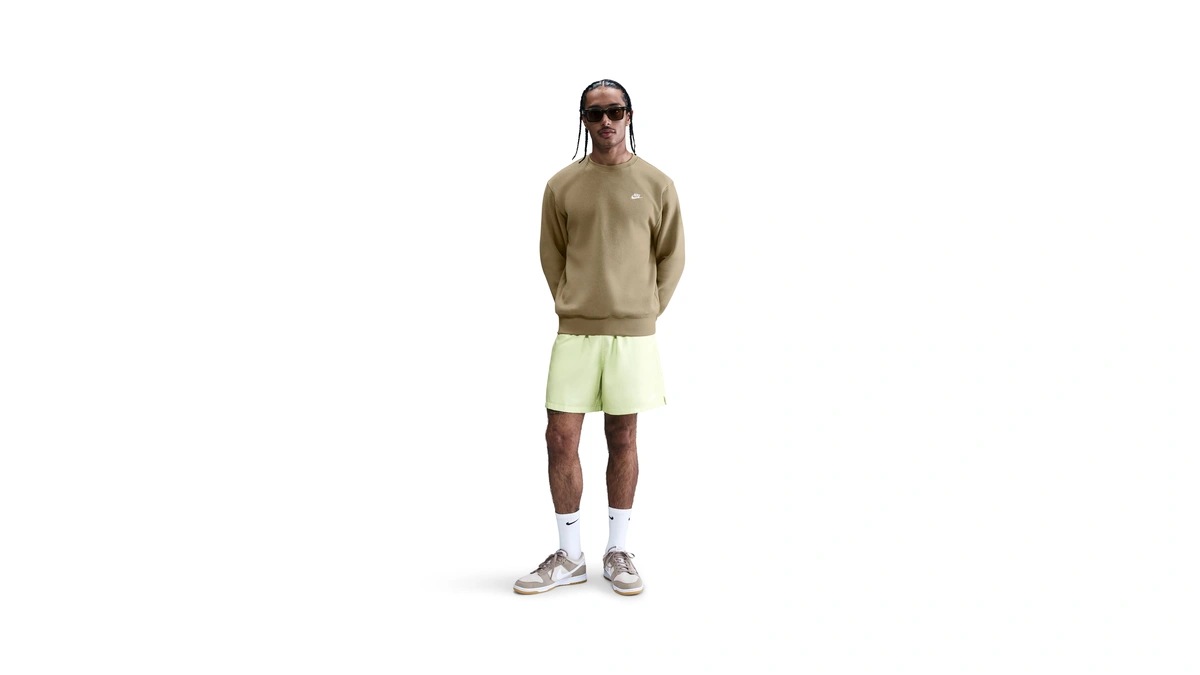 Nike Men's Club Fleece Crew Sweatshirt, Parachute Beige/white, 3xl