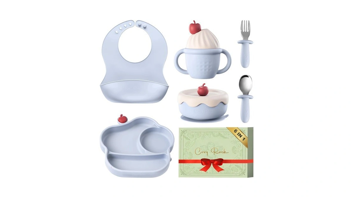 Cozy Rock Silicone Baby Feeding Set, Gelato Collection Baby Led
