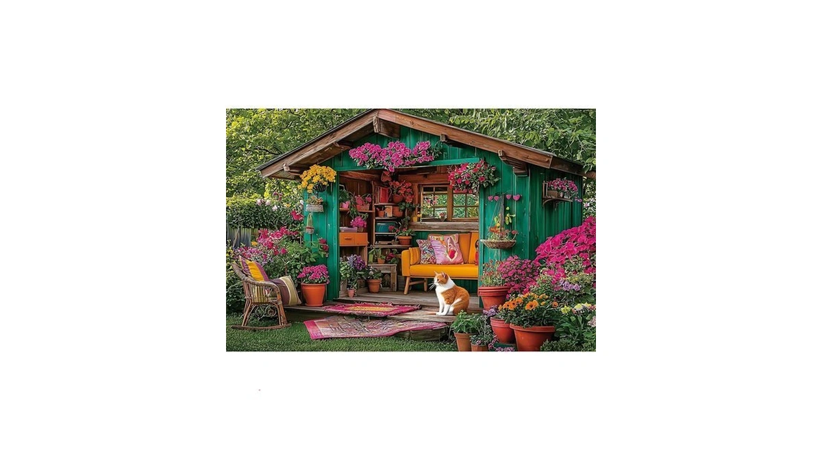 Flower House 500 Piece Puzzle For Adults Colorful Garden Shed