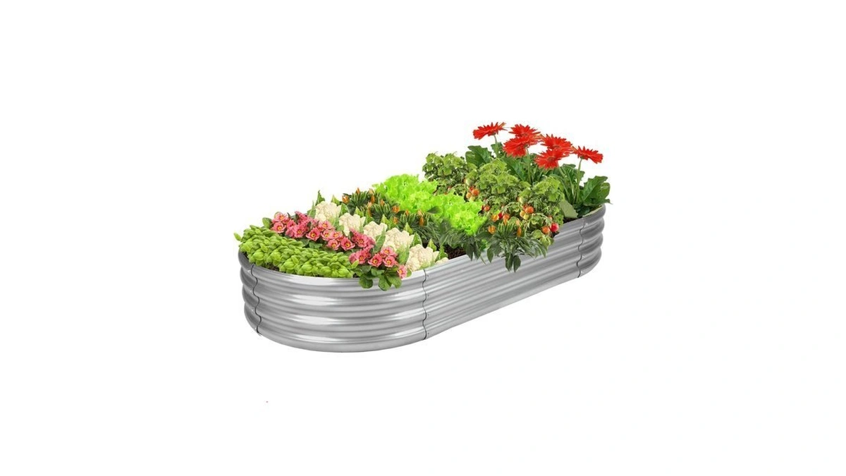 Rakukiri Raised Garden Bed Grs Certified Galvanized Planter Box Outdoor,