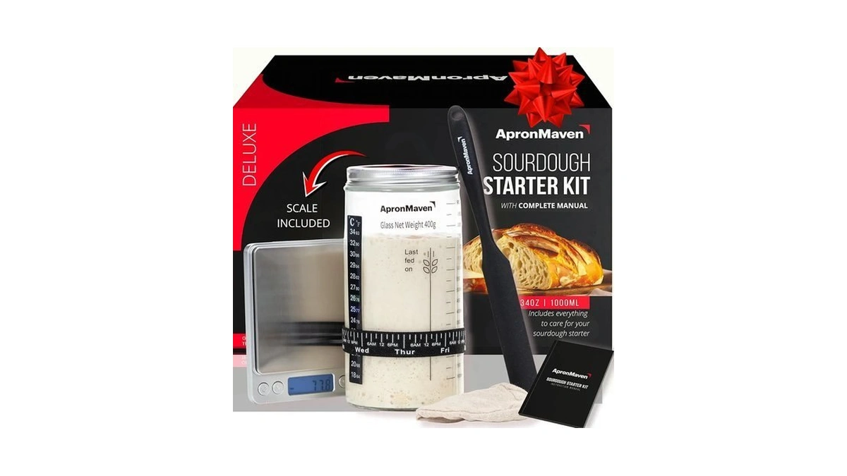 Complete Sourdough Starter Kit – Glass Jar With Lid, Kitchen
