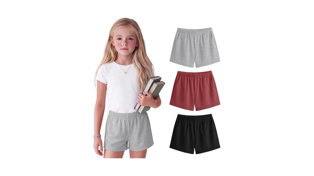 Halfchet 3 Pack Girls' Sweat Shorts Casual Athletic Sweatpants With