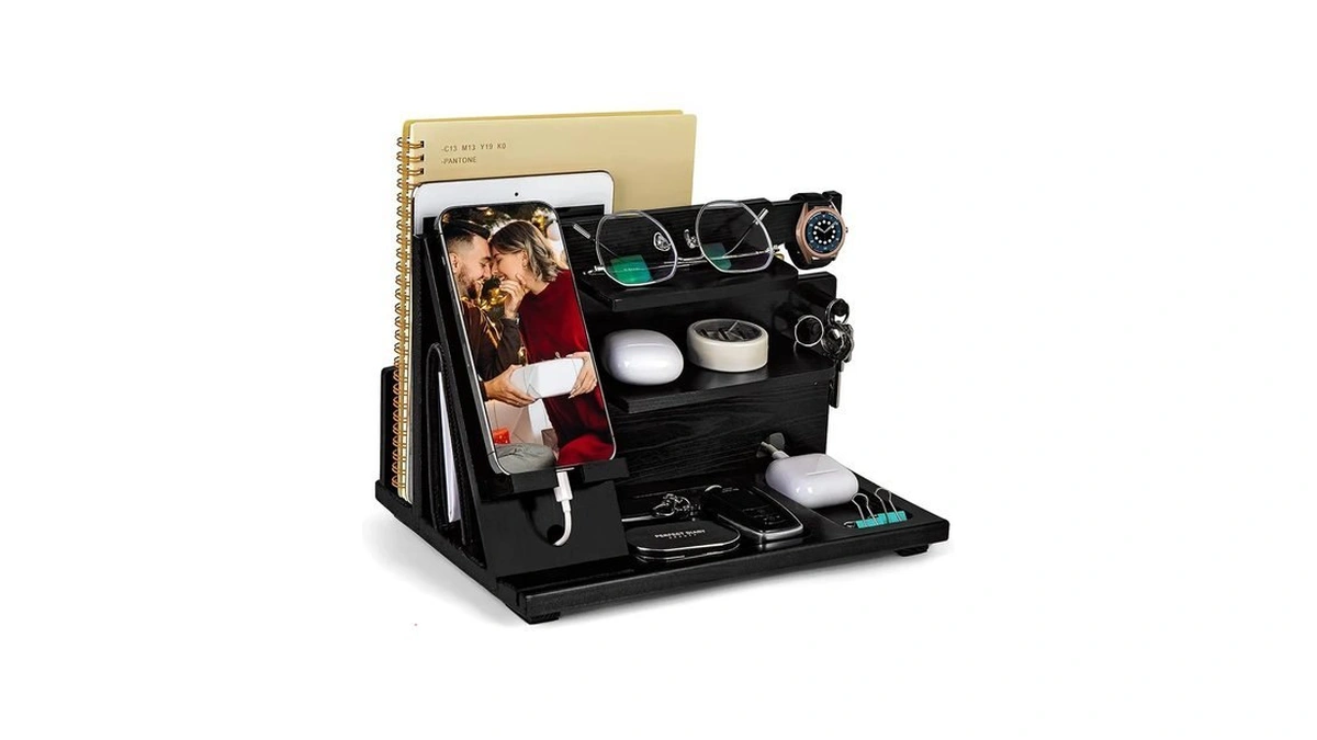 Kocwell Wood Phone Docking Station, Gifts For Men, Nightstand Organizer