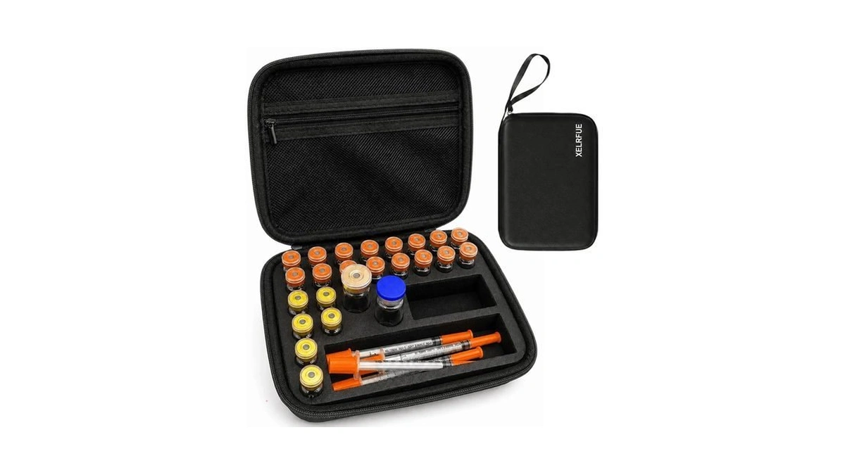 Xelrfue Peptide Case For Fridge & Travel, 22-slot 3 Ml