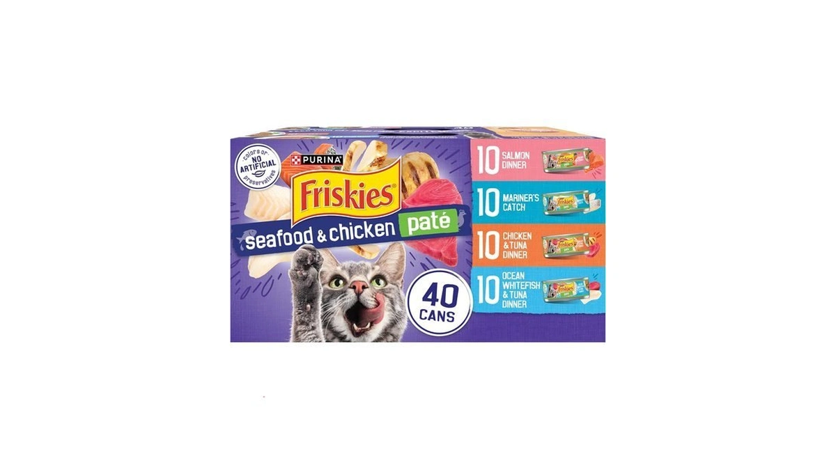 Purina Friskies Pate Wet Cat Food Variety, Seafood & Chicken,