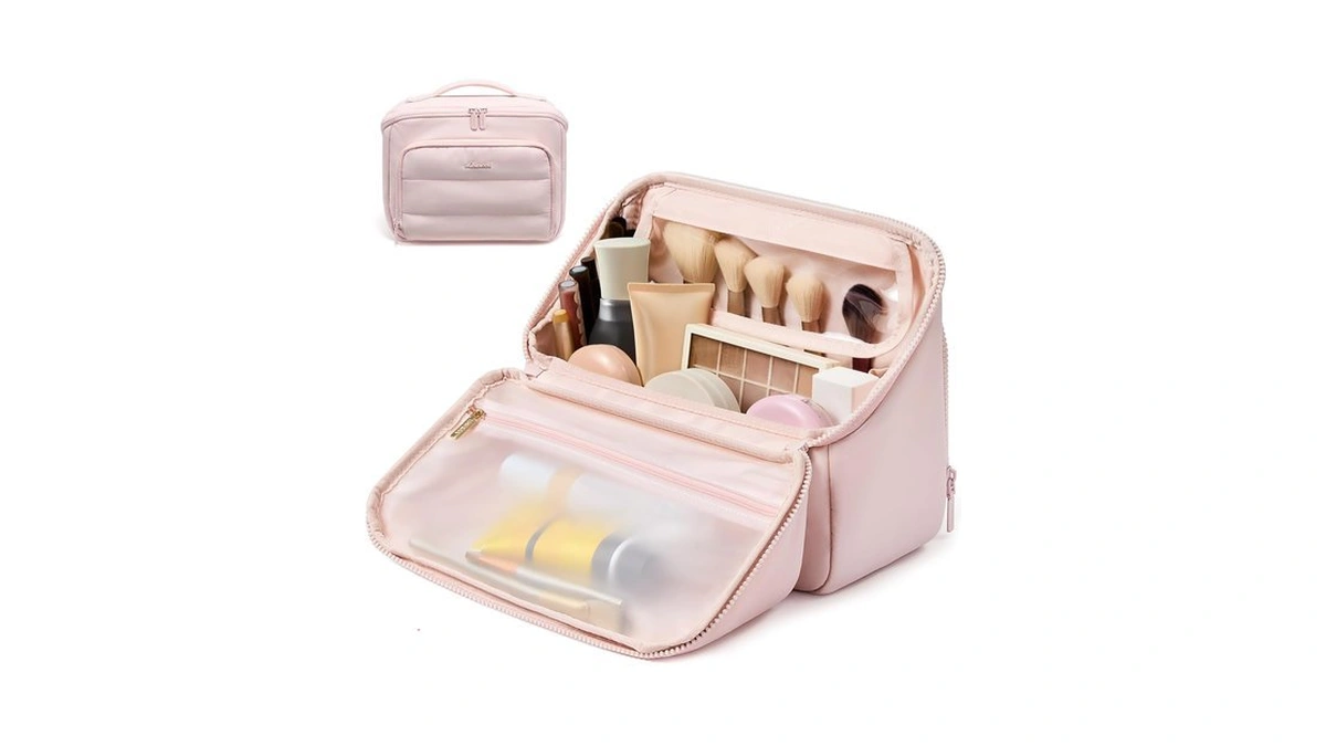 Lovevook Travel Makeup Bag For Women, Puffy Toiletry Bag For