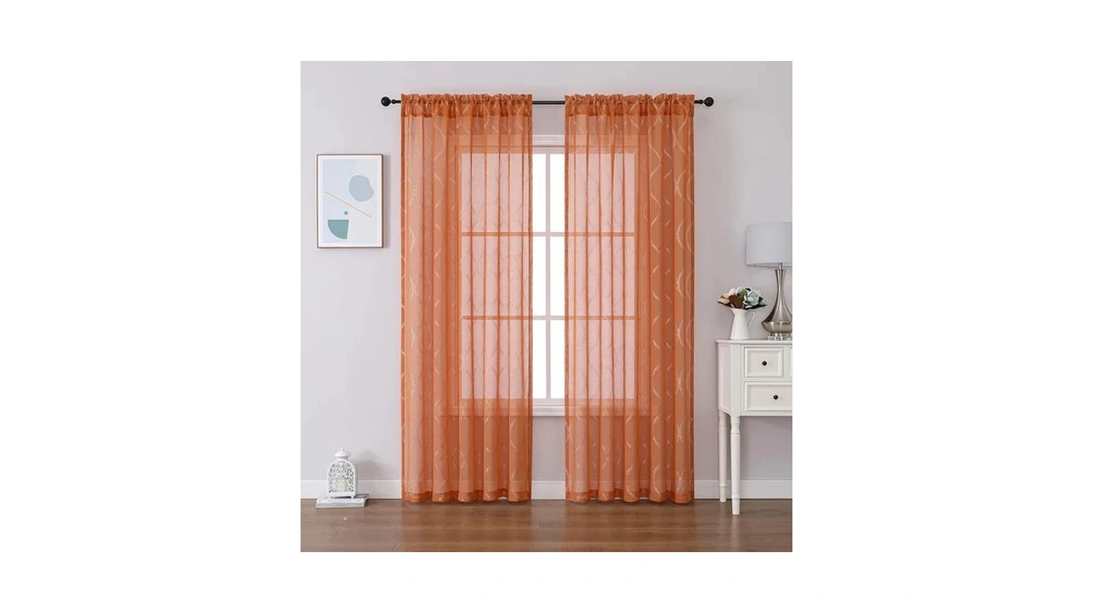 Miss Selectex Silver Sheer Curtains 84 Inches Long, Linen Look