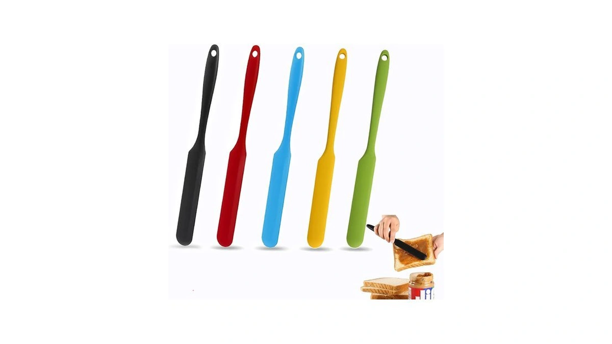 Silicone Jar Spatula Set 5 Pcs, Sourdough Scraper, Long Handle
