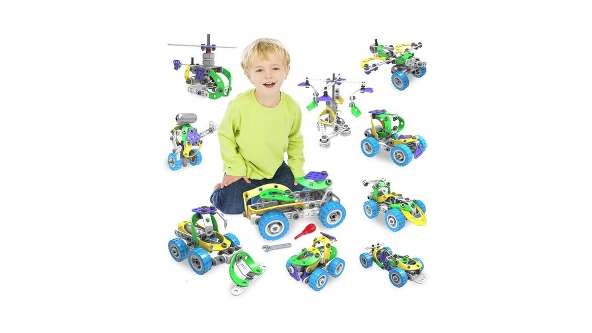 Aolew 107pcs Motorized Erector Sets For Kids Ages 4 5