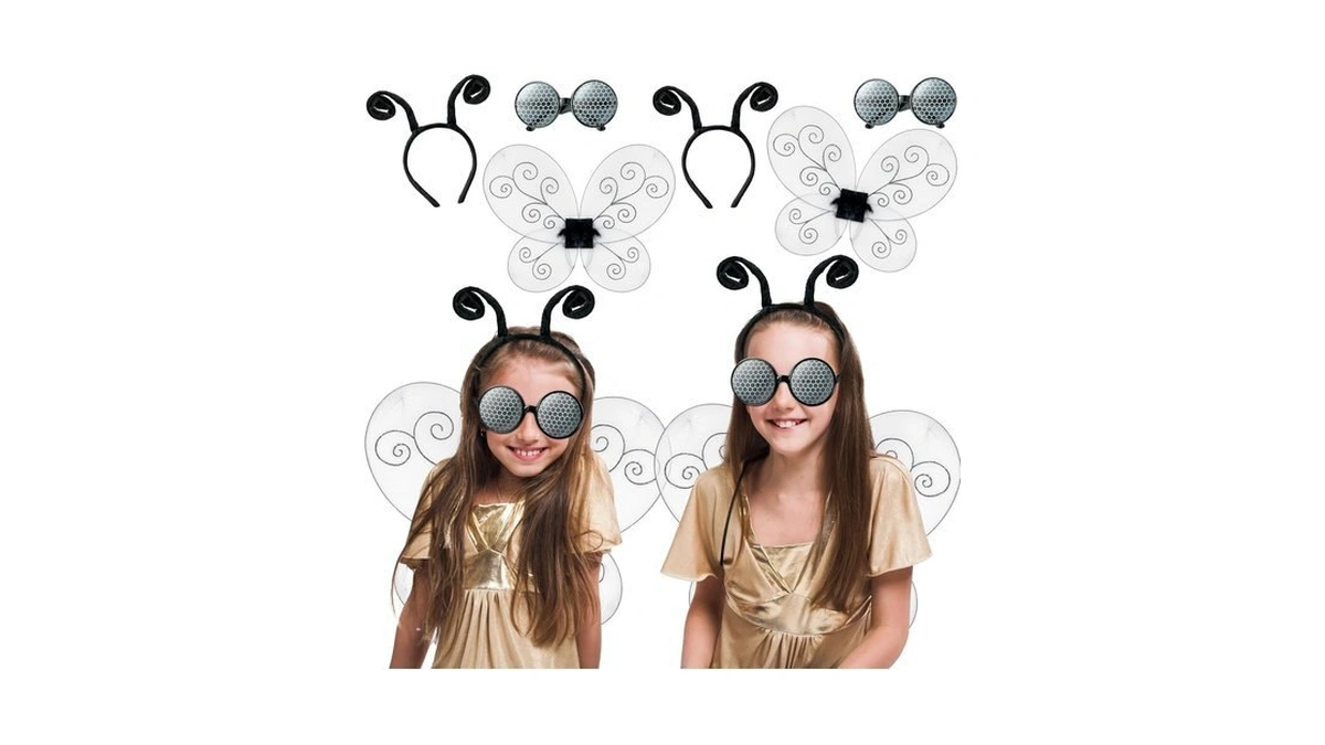 Yopyame 6pcs Fly Costume Bug Wings Accessories Black Butterfly Wings