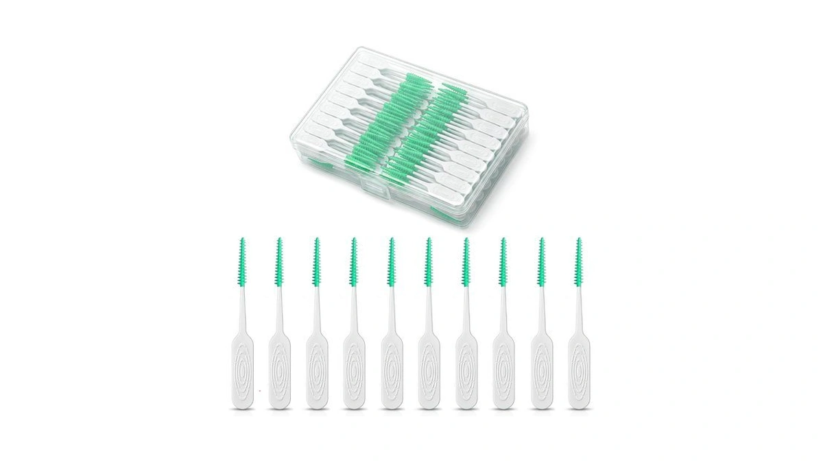220pcs Floss Picks,soft Rubber Toothpicks Interdental Brushes,green
