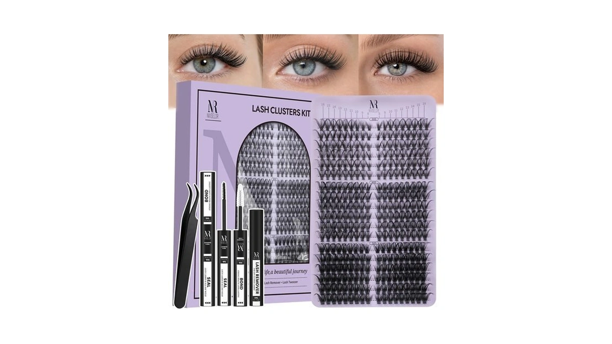 Nivselor Lash Clusters Kit Natural Wispy Eyelash Clusters Left &
