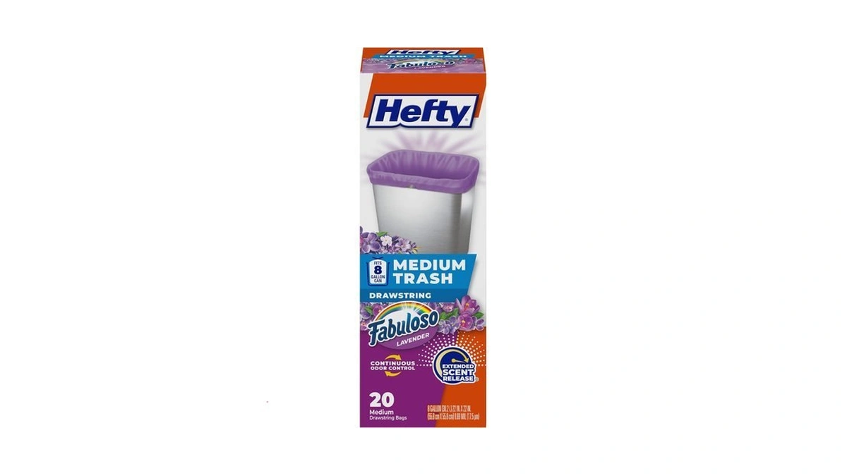 Hefty 8 Gallon Medium Trash Bags, Purple, Fabuloso Lavender Scent,
