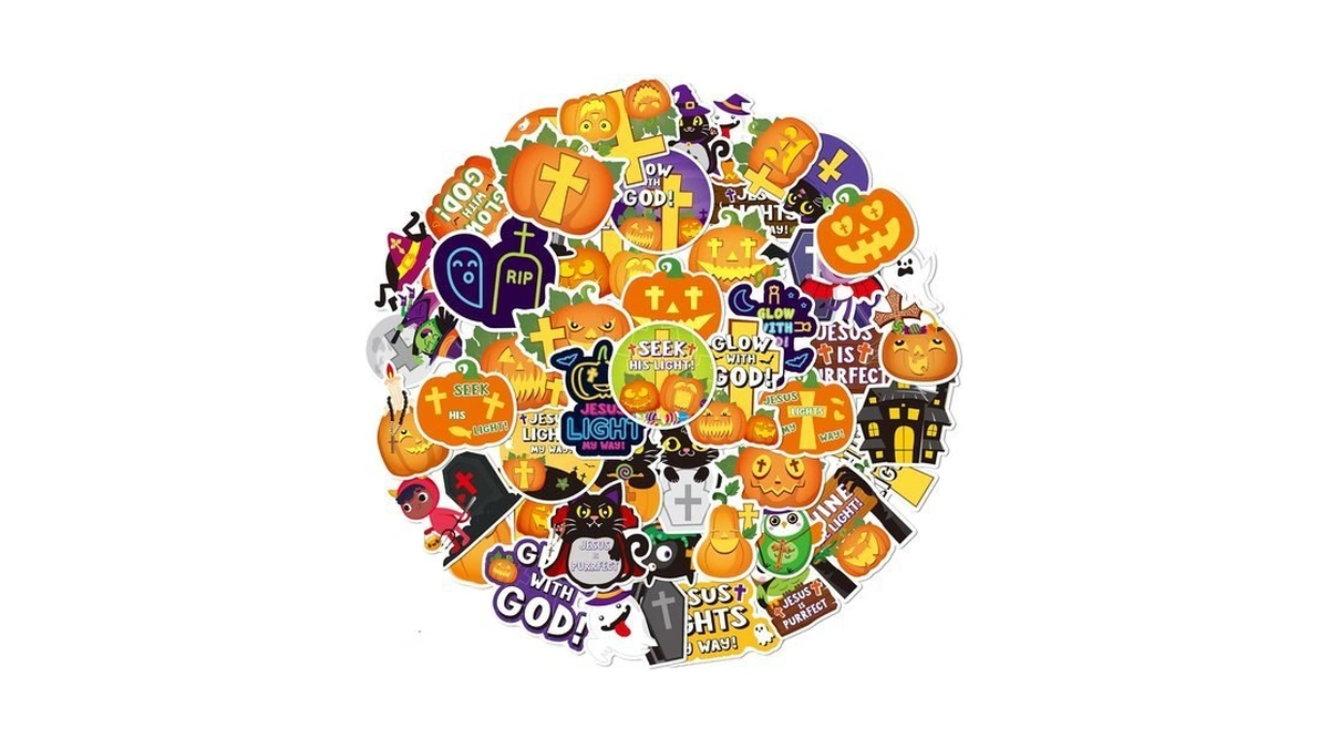 Angolio 50pcs Halloween Stickers For Kids, Cute Cartoon Pumpkins Witch